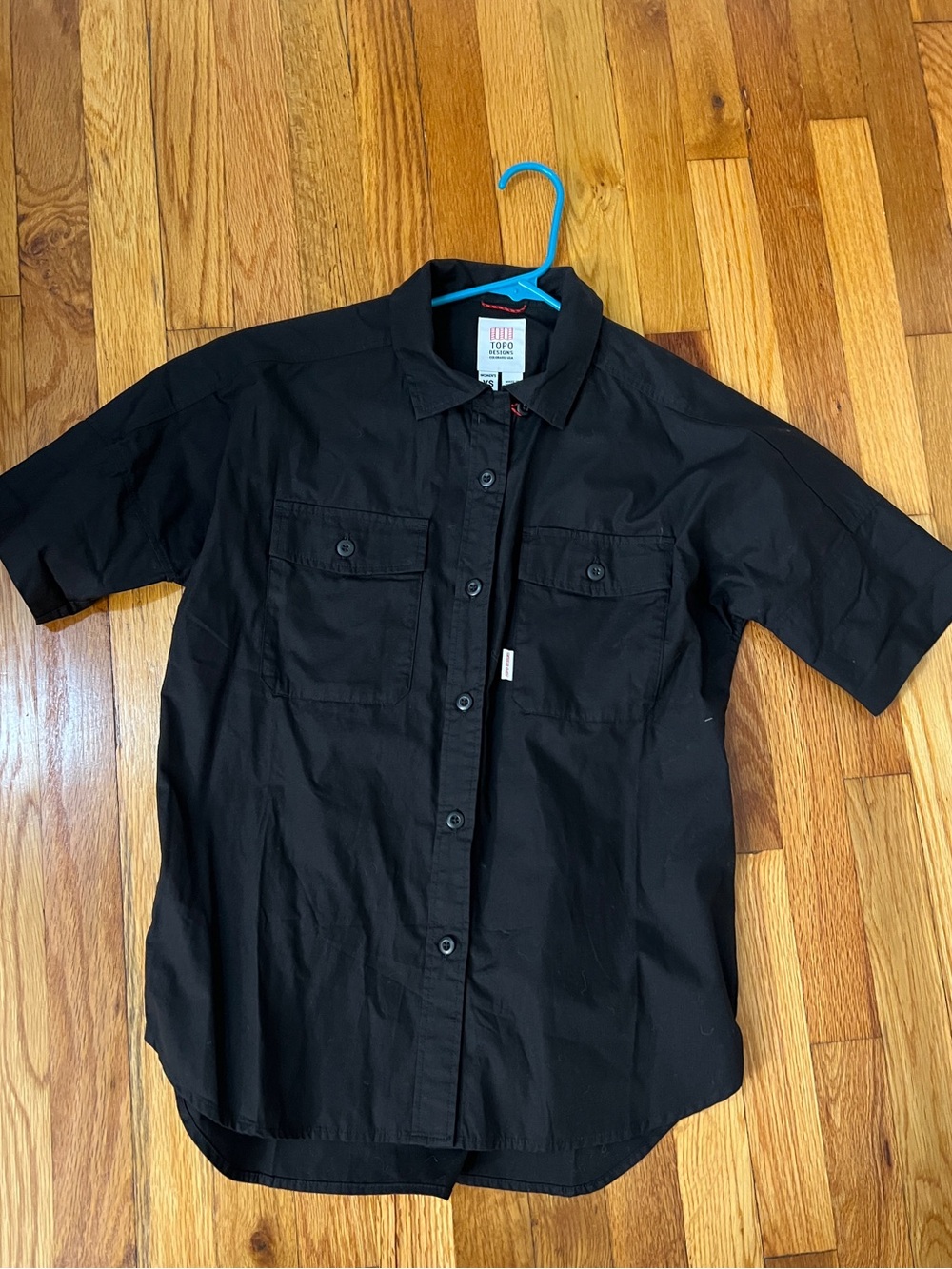 Topo Designs Oversized Black Short-Sleeve Button-Down Shirt